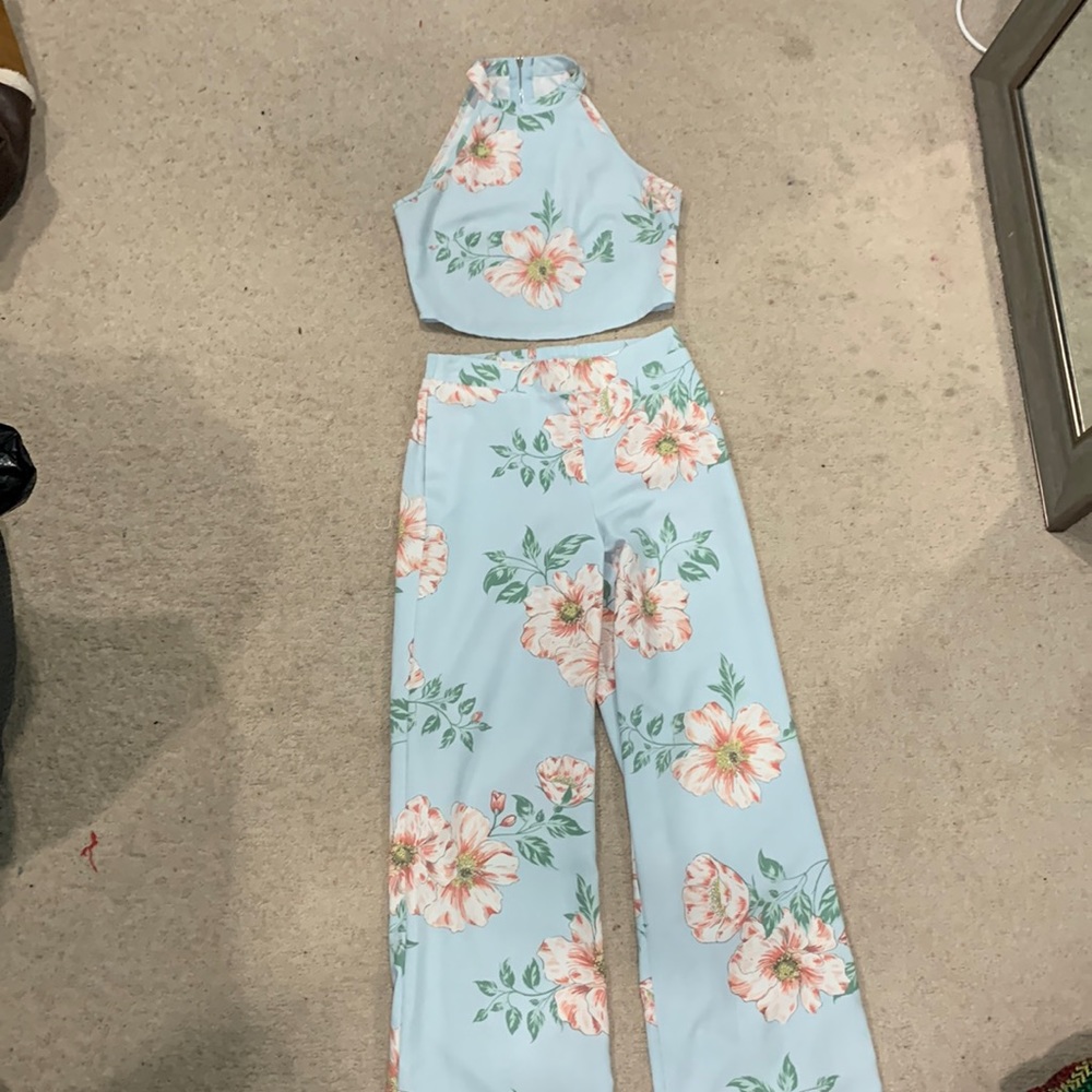 Flower patterned pants and top
